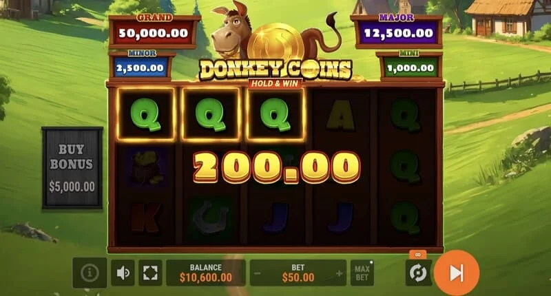 Donkey Coins Hold & Win - εκκίνηση της λειτουργίας Hold & Win